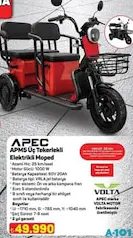 APEC APM5 ÜÇ TEKERLEKLİ ELEKTRİKLİ MOPED MOTOSİKLET fiyat ve kampanya bilgisi
